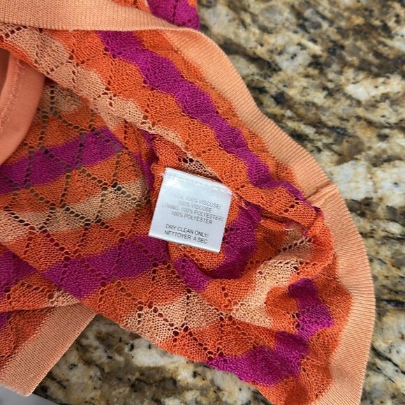 Trina Turk Striped Knit Crochet Sleeveless Short Dress Size M - Picture 6 of 8